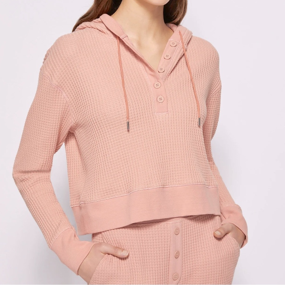 Jonathan Simkhai Pink Everly waffle Hoodie sz M